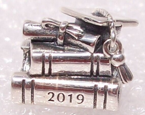 CAP, BOOK, SCROLL, Pandora, Bracelet Charm, Tassel, Sterling Silver, Dangle, Graduation, Book Worm, College, High School, Congratulations