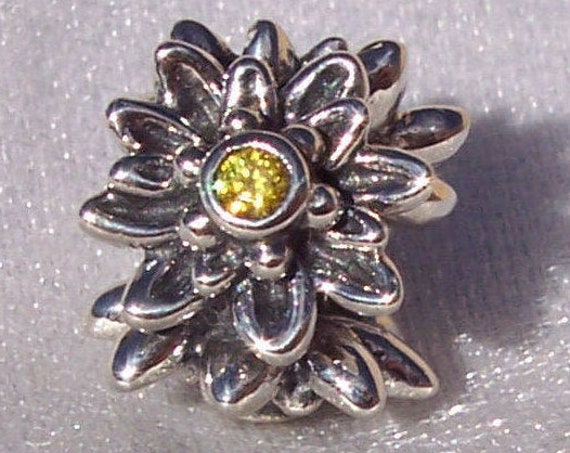 Edelweiss, Pandora, Bracelet Charm, DISCONTINUED, European, Patriotism, Delicate, Yellow CZ, 925, Floral, Flower, Texture, Detailed, Subtle