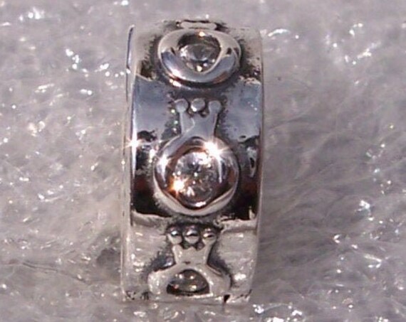 Sparkling Crown, O Clip, Bracelet Charm, Sterling Silver, Clear CZ, Spacer, Iconic, Emblem, Logo, Engraving, Raised Crowns