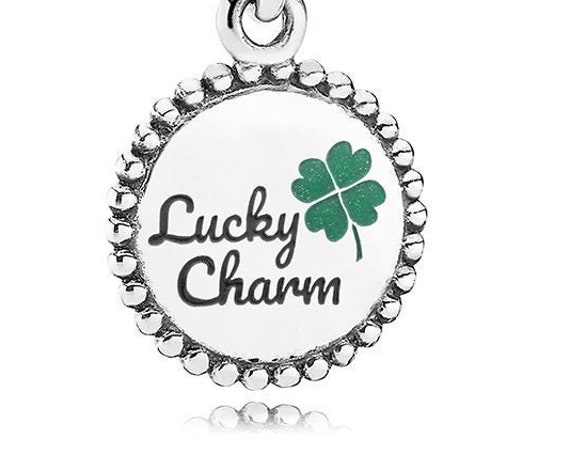 Lucky Charm, Pandora, St Patricks Day, Bracelet Bead, Good Fortune, Green Enamel, 925, 4 Leaf Clover, Personal Token, Dangle, Gift Idea