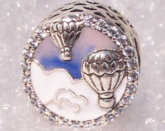 Hot Air Balloon Trip, Pandora, Bracelet Charm, Moonlight, Pastel Sunset, Silver, Heart, Travelers, Life In The Clouds, Dreamy Adventures, CZ