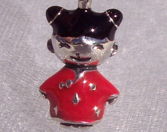 Chinese Doll Charm, Pandora, Bracelet Bead, Chinese New Year, 925, Good Luck, Sweet Face, Red China, Enamel, Chinese Woman, Asian Inspired