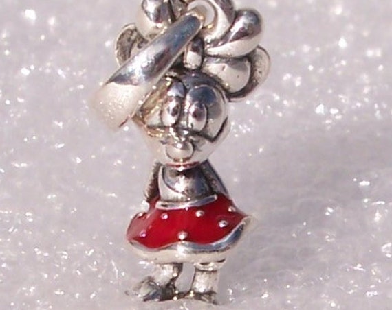 Minnies Dress Charm, Pandora Disney, Polka Dots, Bracelet Bead, Pendant, Vibrant Red, 925, Enamel, Mickeys Love,Bow,Iconic,Character,Friends