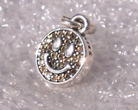 My Smile Charm, Pandora ME, MICRO, ME Collection, 925, Treasures, Unique, Own Style, Tells A Story, Happy Face, Mini, Dangle,Yellow Crystal