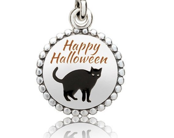 Happy Halloween, Cat, Pandora, US Exclusive, Bracelet Charm, Silver, Enamel, Black Enamel, Costumes, Trick or Treat, Superstition, Dangle