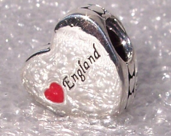 England Charm,I Love Heart,Pandora,UK,Bracelet Bead,Red,Destination,Travel,925,Vacation,Trip,The Angles,Industrial Revolution,Great Britain