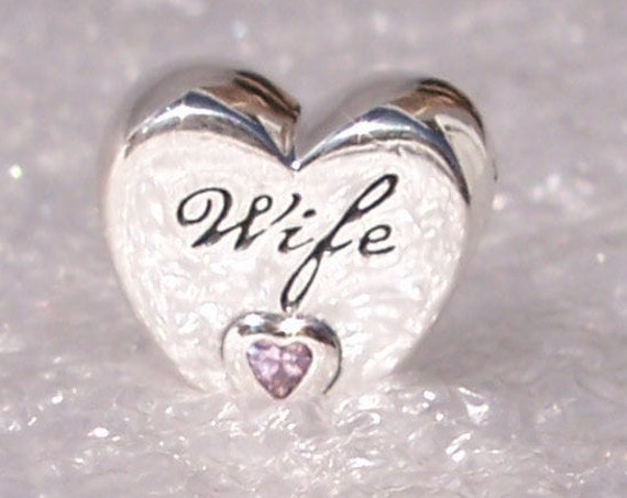 WIFE Love Heart, Pandora, Bracelet Charm, Silver, Pink Crystal, Autumn 2019, Dedication, Special Gem, Love Of My Life, Significant Other