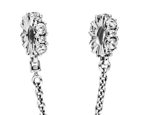 Clear Sparkle, Safety Chain, Pandora, Bracelet Charm, 925, Clear CZ, Keep Safe, Treasured Items, Bracelet Candy, Bling