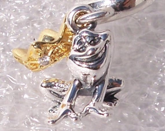 Prince Naveen, Pandora Disney, Dangle, Bracelet Charm, 18K Gold, Epic Fairytale, Destiny, CZ, Emblem Of Hope, Smiling Twist, Princess Frog