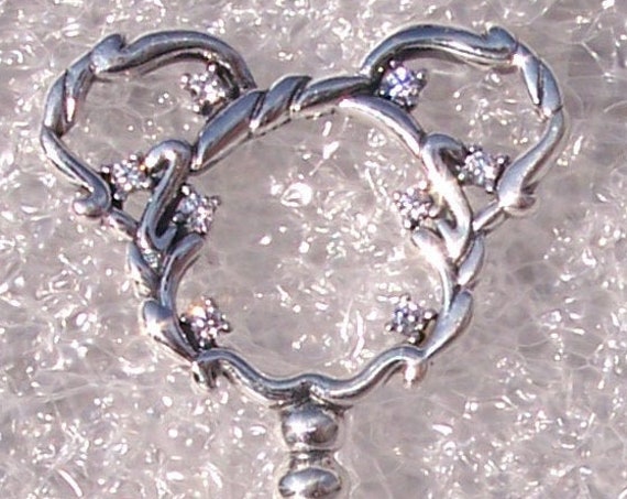Mickey Mouse, Fantasyland, Castle KEY Necklace, Pandora Disney, Parks Exclusive, Bracelet Charm, Pendant, 925, Clear CZ, Iconic, Disneyland