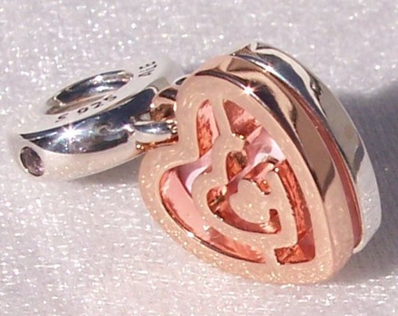Path To Love, Pandora ROSE, Bracelet Charm, Rose Gold, Sterling Silver, Sweet Token, PINK Heart, Pink Crystal, Dangle, Follow Your, Enamel