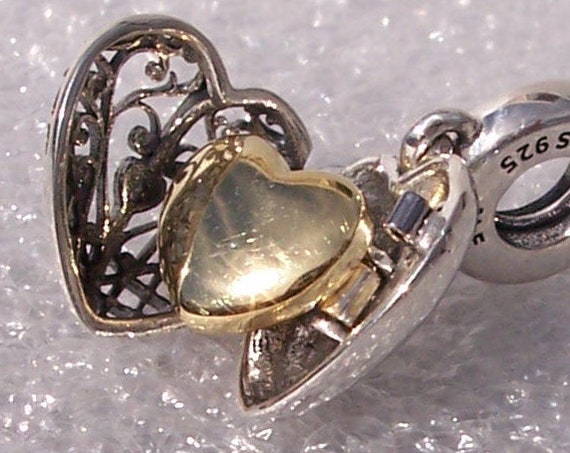 Gate Of Love, Pandora Shine, Bracelet Charm, Hidden Heart, Sterling Silver, Love, 2 Tone, Old Tapestries, Treasure, Adorned, Majestic, Key