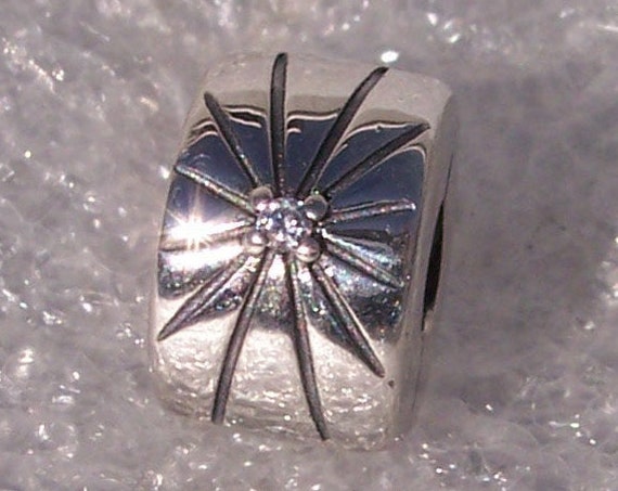 Sparkling Sunburst, Clip, Bracelet Charm, 925, Clear CZ, Spacer, Touch Of Sparkle, Warm Sunny Day, Ray Of Sunshine, Bright Light