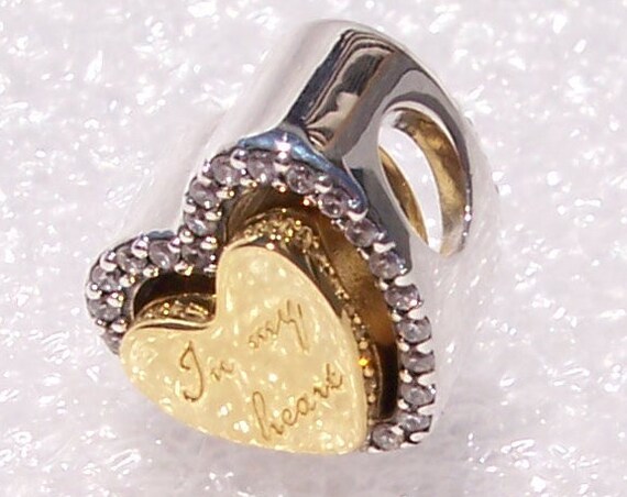 In My Heart, Pandora SHINE, Bracelet Charm, Share With Someone, Sterling Silver, Two Tone, 18K Gold Plated, Heart, CZ, Love, Togetherness