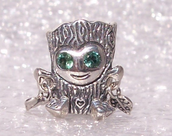 Sweet Tree Monster, Pandora, Bracelet Charm, Mischievous, Green CZ, Silver, Cute Smile, Magical Creature, Enchanted Forest, Autumn 2019