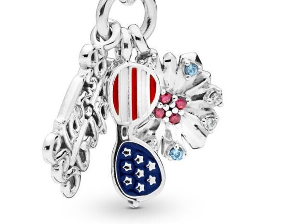 American Icon, Pandora, Bracelet Charm, Dangle, Enamel, 2019, USA Flag, 4TH Of July, Celebration, Travel, Sunglasses, Fireworks, Glittering