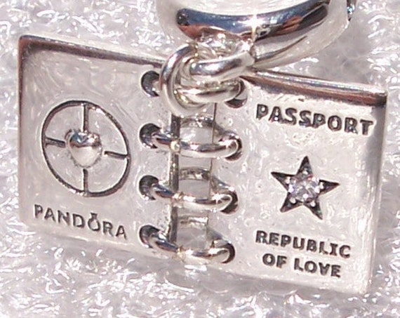 Passport Charm, Republic of Love, Pandora, China Exclusive, Bracelet Bead, 925, CZ,Travel,Footprint Of Love,Logo,Dangle,Heart Motif,Vacation