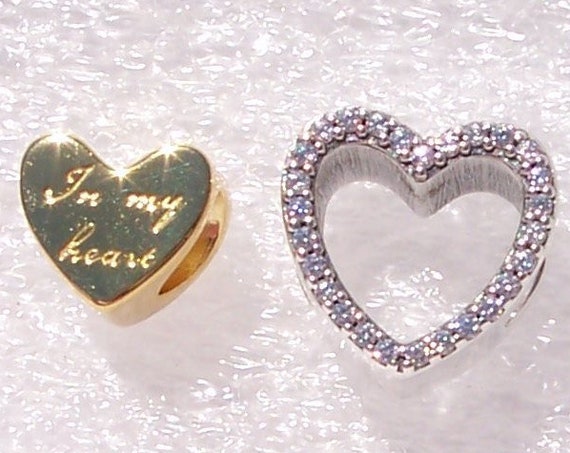 In My Heart Charm, Pandora SHINE, Bracelet Bead, Double Heart, 925, Two Tone, 18K Gold Plated, Valentines Day, CZ, Gift Idea, Togetherness