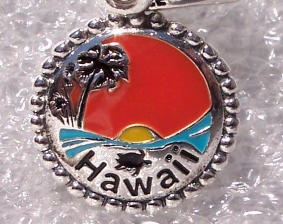 Hawaii Sunset, Honu Turtle, Pandora, Bracelet Charm, US EXCLUSIVE, Enamel, Dangle, Destination, Travel, 925, Tropical, Palm Tree, Vacation