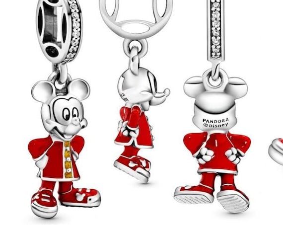 Mickey Mouse, Chinese New Year, Pandora Disney, RED Enamel, Changshan Jacket, Extra Good Luck, Icon, Fortune Coin, Minnie Mouse. 925, CZ