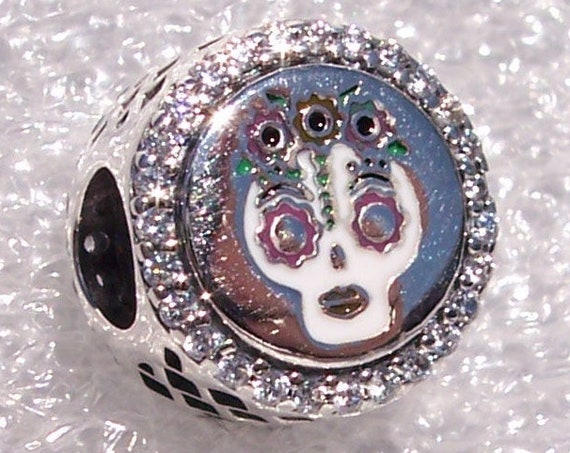 Pandora, Mr Mrs Sugar Skull, Bracelet Charm, Icon , Mexican Holiday, Mexico, CZ, Enamel, Silver, Slider, Married, Partners, Immortal