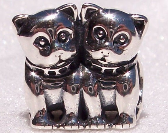 Purrfect Together, Pandora, Bracelet Charm, Cats, Furry Friends, Kittens, Sterling Silver, Retired, Twins, Family, Sisters, Brothers, Animal