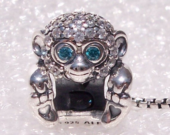 Sparkling Monkey, Pandora, Bracelet Charm, Heart, Tail, Dangle, Silver, Sociable, Optimistic, Confident, Wild Side, 2019, Unleash, Pave CZ