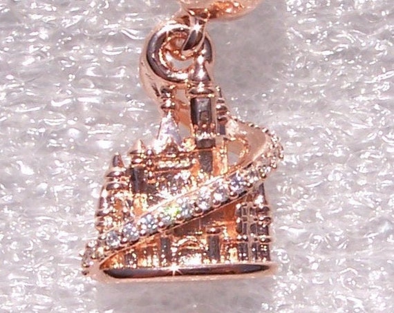 Shanghai Castle, Pandora ROSE, Disney, Resort, Bracelet Charm, Parks Exclusive, Rose Gold, Clear CZ, Dangle, Limited Edition