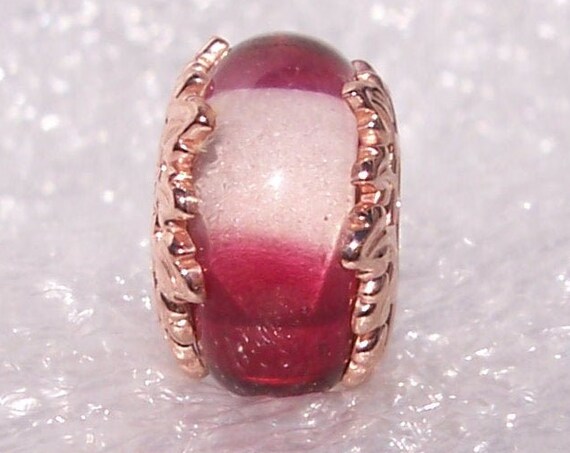 Pink Murano Glass, And Leaves, Pandora Rose, Bracelet Charm, Rose Gole Plated, Silver, Elegant, Hand Crafted, Detailed, Autumn, Fall