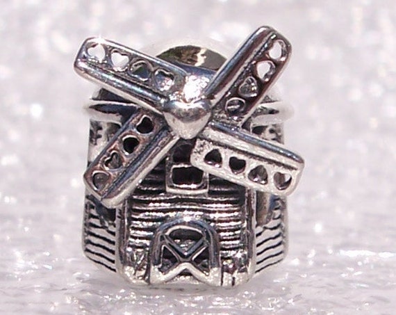 WINDMILL, Pandora, Amsterdam Exclusive, Bracelet Charm, Silver, Wooden Slates, Tiny Tulips, Turbine Bales, Hearts, Holland, Travel, 2019