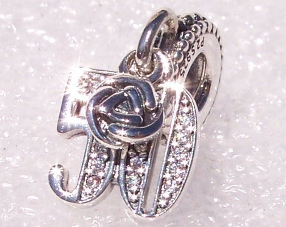 50 Years Of Love, Pandora, Bracelet Charm, Important Milestone, Clear CZ, Rosebud, Moments, Anniversary, Birthdays, Silver, Celebratory