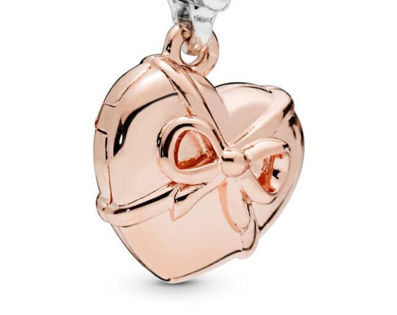 Brazilian Heart, Pandora ROSE, Bracelet Charm, Rose Gold Plated, Silver, Heart, Clear CZ, Dangle, Romantic, Te amo, I Love You, Friends
