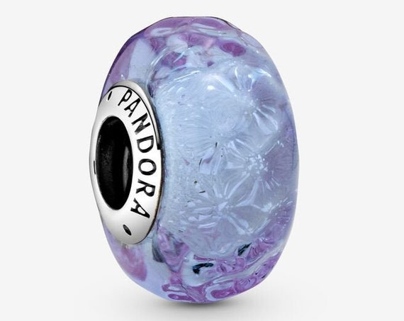 Wavy Lavender, Murano Glass Bead, Pandora, Iridescent, Glitter, Bracelet Charm, 925, Sophisticated, Colorful, Touch Of Color,
