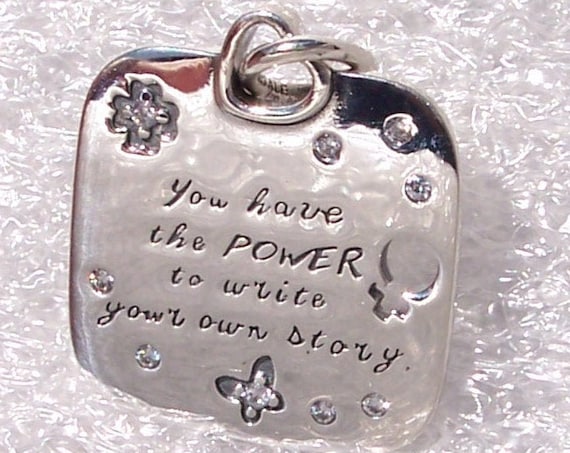 Female Empowerment, Motto Pendant, Pandora, Bracelet Charm, Silver, Online Exclusive, Strength, Heart Cutout, Dog Tag Style, Empowerment