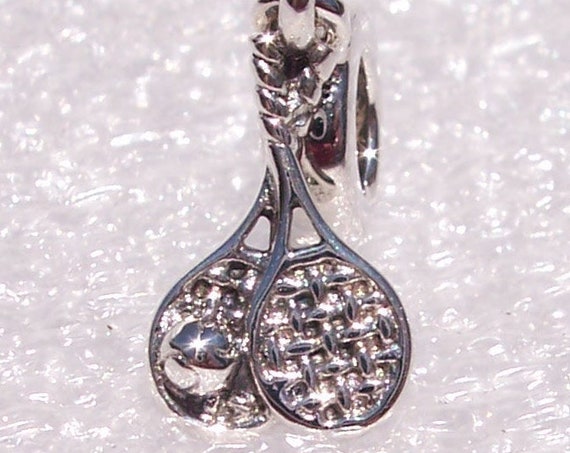 Game Set Match, Pandora, Bracelet Charm, Tennis Racket, Ball, Dangle, Sterling Silver, Hobby, Sport, Athlete, Tournament, Pro, Serve