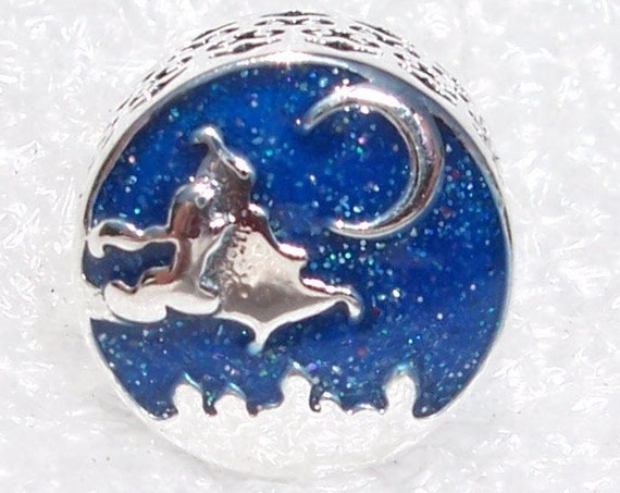 Magic Carpet Ride, Pandora Disney, Bracelet Charm, Aladdin, Nightscape, Princess Jasmine, Glitter Enamel, Sterling Silver, Slider