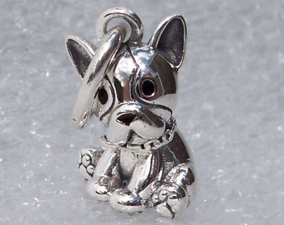 Bulldog Puppy, Pandora, Bracelet Charm, Man's Best Friend, Loyal, Hearts, LOVE, Enamel, Bone, Sterling Silver, Animal, Dog