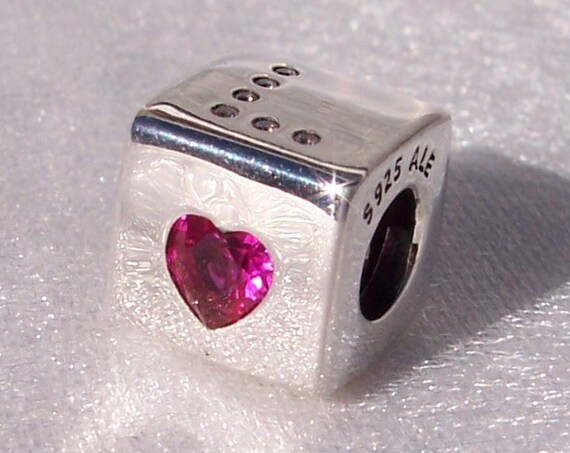 LOVE DICE, Pandora, Bracelet Charm, Silver, Roll The Dice, Playful, Heart, Red Clear CZ