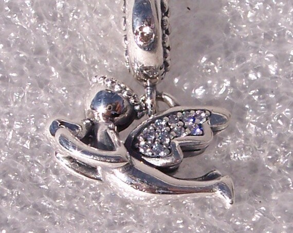 Angel Of Love, Pandora, Bracelet Charm, Sparkling Wings, CZ, 925, Token Of Love, Protective, Guardian, Watch Over Me, Luck, Heart, Dangle