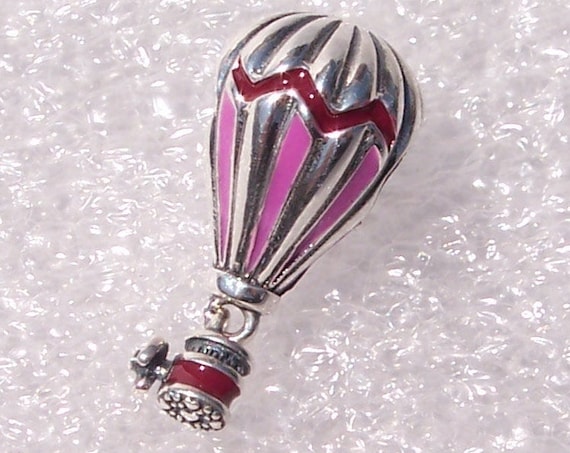 Hot Air Balloon, Pandora, Bracelet Charm, Transparent Pink, Crimson Red, Hearts, 925, Enamel, Big Dreams, Dangling Gondola, Propeller