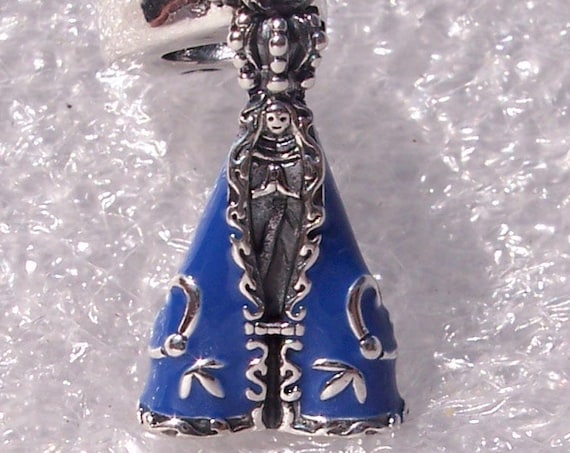 BRAZIL, Nossa Senhora, Our Lady of Aparecida, Pandora, Bracelet Charm, Pendant, Blessed Virgin, 925, Dangle, Enamel, Clay Statue, Religious