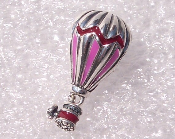 Hot Air Balloon, Pandora, Bracelet Charm, Transparent Pink, Crimson Red, Hearts, Silver, Enamel, Big Dreams, Dangling Gondola, Propeller