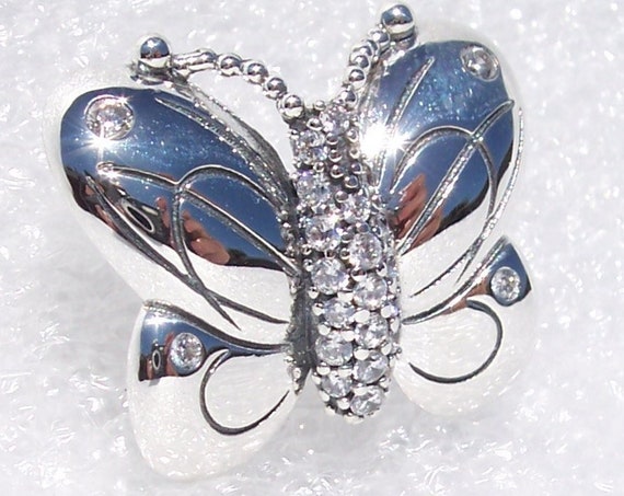 Decorative Butterfly, Pandora, Bracelet Charm, HOPE, Endurance, Life, Souls, Clear CZ, Dramatic, Deep and Powerful, Symbol Of Resurrection