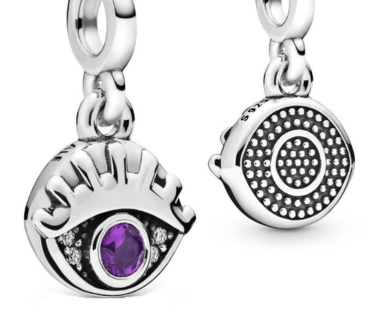 My Eye Charm, Pandora ME, Bracelet Bead, 925, Treasures, Unique, Own Style, Brooch Pin, Tells A Story, Purple Crystal, Iris, Stud Earring
