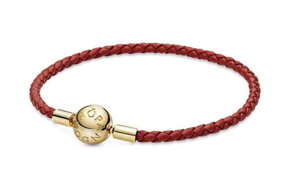 Pandora SHINE, Bracelet, Red Leather, Moments, Exclusive, Woven, Charm, Beads, Smooth, Ball Clasp, Jewelry Collection, Stunning, Solo, Layer