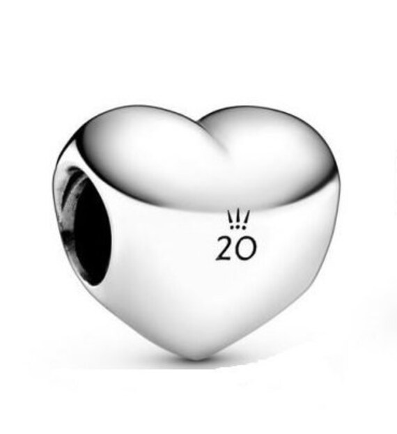 HEART Charm, Pandora, 2020 Limited Edition, 20TH Anniversary, Faith,Love,Loyalty,Devotion,Crown Logo,Puffy Heart Bead,Gift Idea,Collector