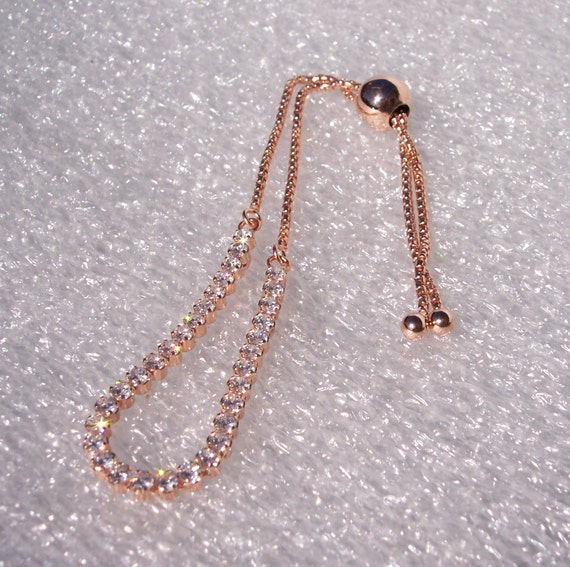 Sparkling Tennis, Bracelet, Pandora ROSE, Chain, Clear CZ, Signature, 925, Sliding, Adjustable, Wear Alone, Elegant, Sophisticated, LOGO