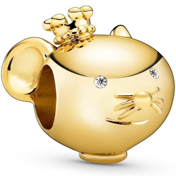 Shining Rat Charm, Pandora Shine,Crown, Quick Thinkers, Cleaver,Successful,Bracelet Bead,18k Gold Plated,Clear CZ,Chinese Culture,Birth Year