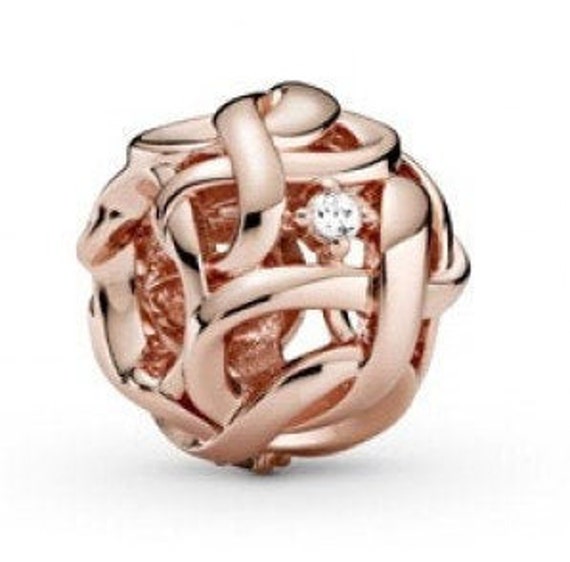 Woven Infinity Charm, Openwork, Pandora ROSE, Love, Connection,Floating, Infinity Symbol, 14K RG Plated, Slider, No Ending, No Beginning