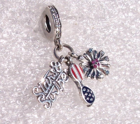 American Icons, Pandora, Bracelet Charm,Burst Of Americana,Enamel,USA Flag,Fourth Of July,Celebration,Travel,Sunglasses,Fireworks,Glittering